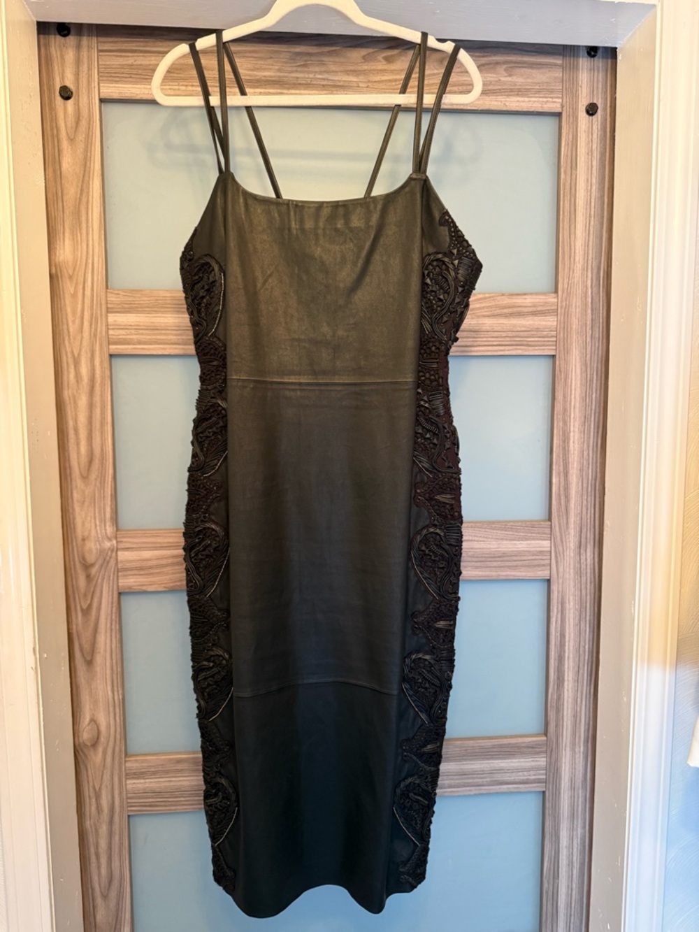 Black Beaded Side-Panel Slip Dress